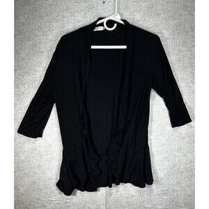 Bluetime Womens Size Small Lightweight Open Front Cardigan 3/4 Sleeve Black